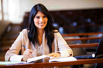 Female Student Working Online