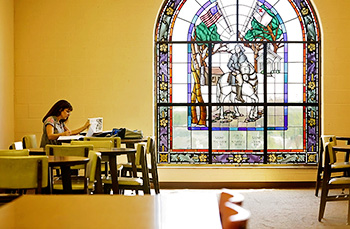 Student Studying in Holman Library