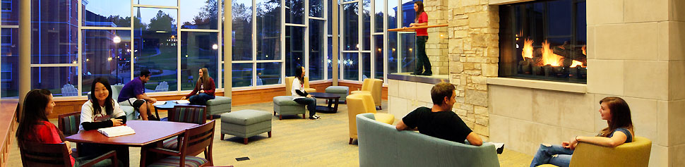 Photo of New Residence Hall Fireplace Lounge